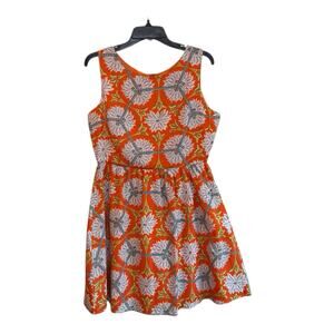 Annabella Sz Med Orange Floral Sleeveless Lined Dress Boho Summer EUC‎ Zip Close